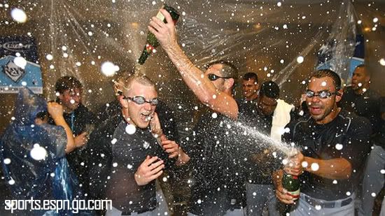spraying champagne