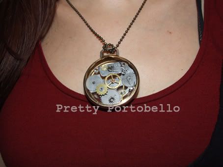 diy,watch necklace,pretty portobello,clockwork necklace