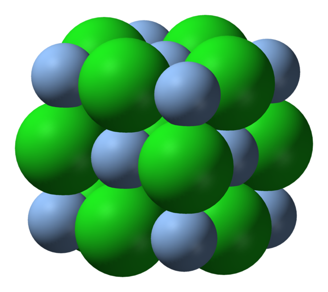 Figure 1 - 3D image of the atomic structure of Silver Chloride (AgCl), a chloride.