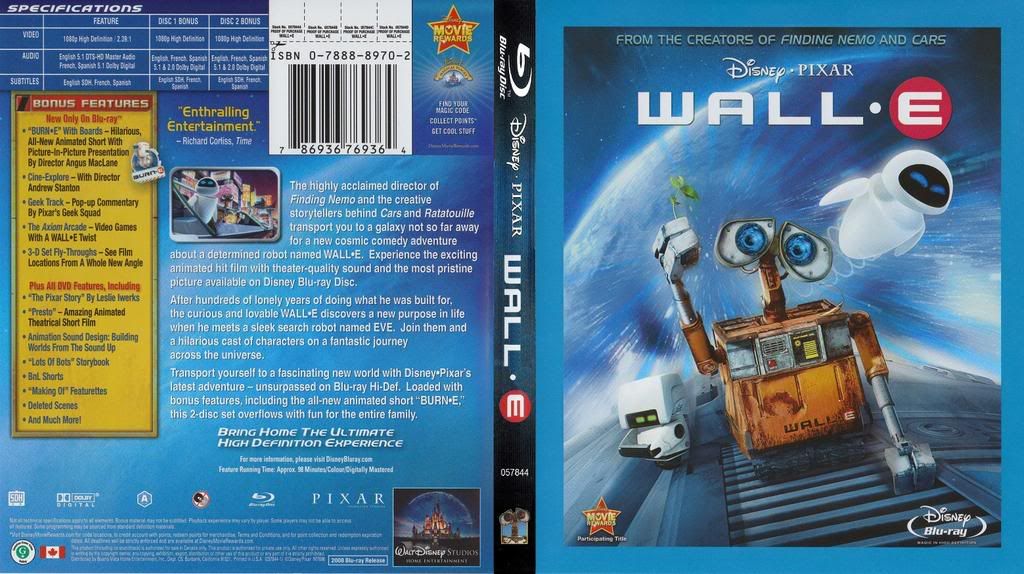 Movies On Blu Ray Dvd WALL-E 
