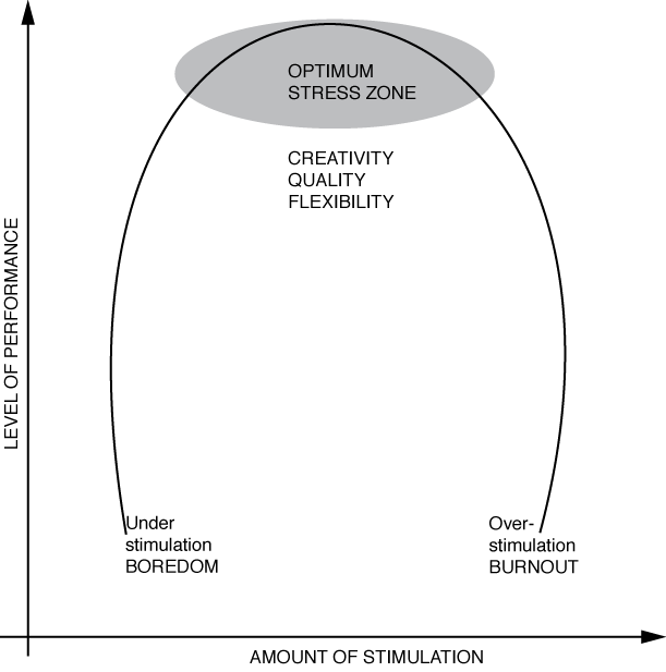 It shows that the Optimal Arousal is a balance between Excitement and 