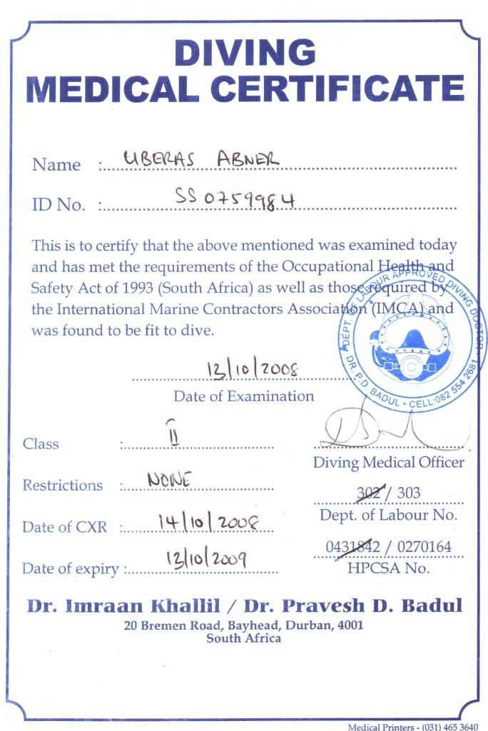 Diving Medical Certificate Photo By Nylazilsarebu111187 Photobucket