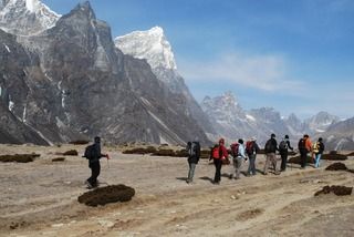 The Group Heads out of Dingboche