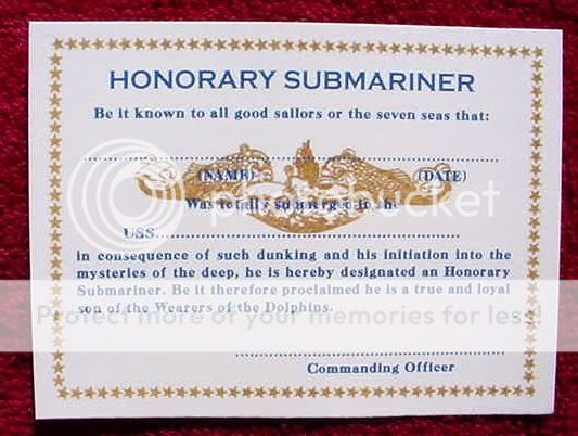 Blank US Navy Honorary Submariner ID Cards USN Subs  